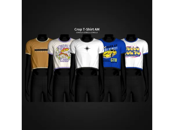 Alpha Crop T Shirt AM by gorillax3 - The Sims 4 Custom Content
