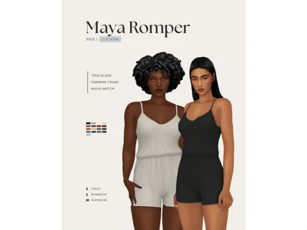 Maxis Match maya romper by divinecap - The Sims 4 Custom Content