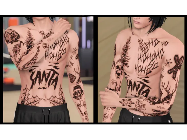 Mix bad santa tattoo by atomiclight - The Sims 4 Custom Content