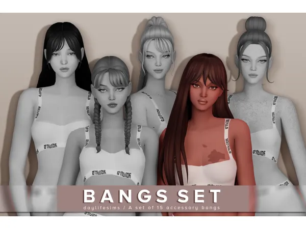 Maxis Match BANGS SET Trudy - The Sims 4 Custom Content