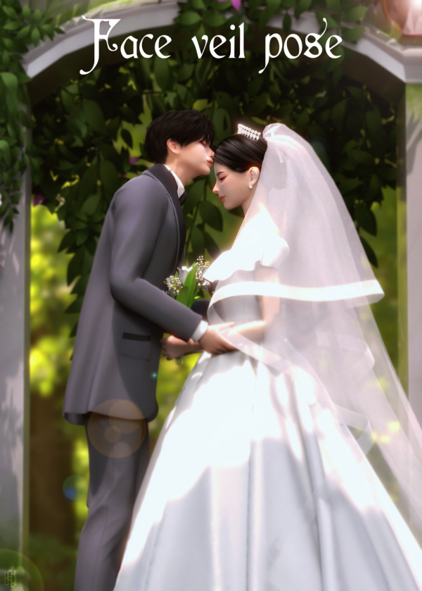 Mix [LXB] Face veil pose by simsfinds - The Sims 4 Custom Content