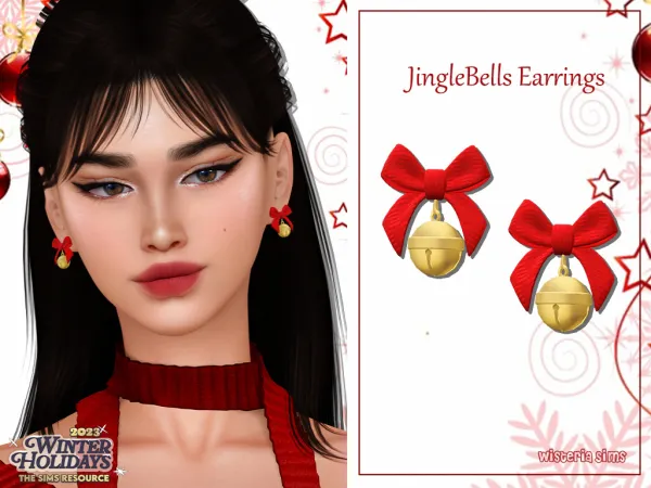 Alpha Jingle Bells Earrings for your girls - The Sims 4 Custom Content