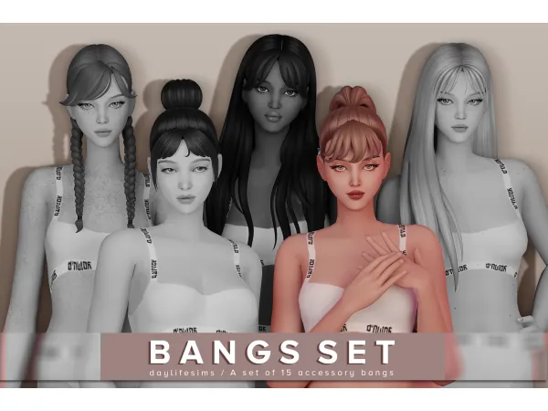 Maxis Match BANGS SET Bloom - The Sims 4 Custom Content
