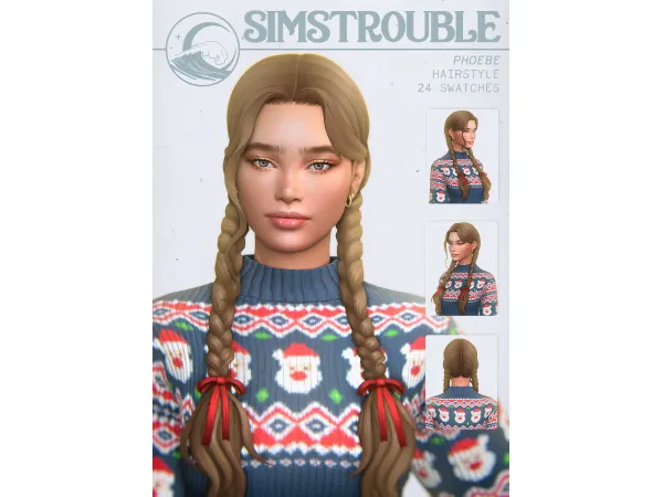 Maxis Match Phoebe Hairstyle (4 Versions) by simstrouble - The Sims 4 Custom Content