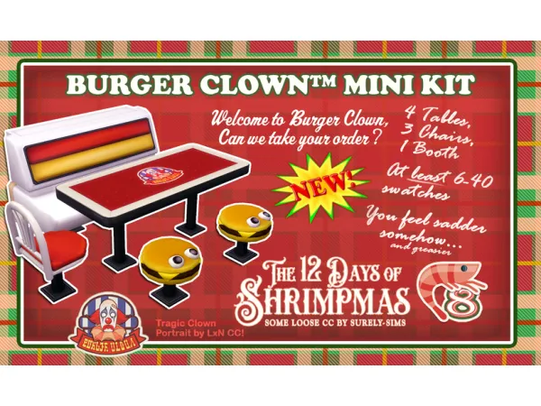Maxis Match DAY 8 BURGER CLOWN MINI KIT - The Sims 4 Custom Content