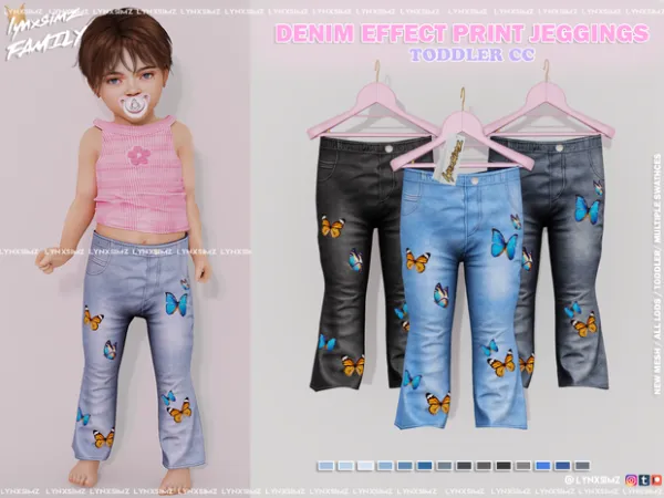 Alpha Butterfly Denim Jeggings Toddler by lynxsimzfamily - The Sims 4 Custom Content