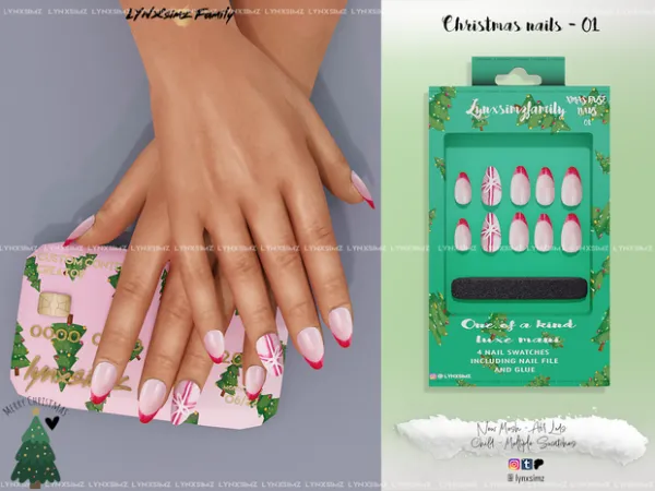 Alpha Xmas Nails 01 Child by lynxsimzfamily - The Sims 4 Custom Content