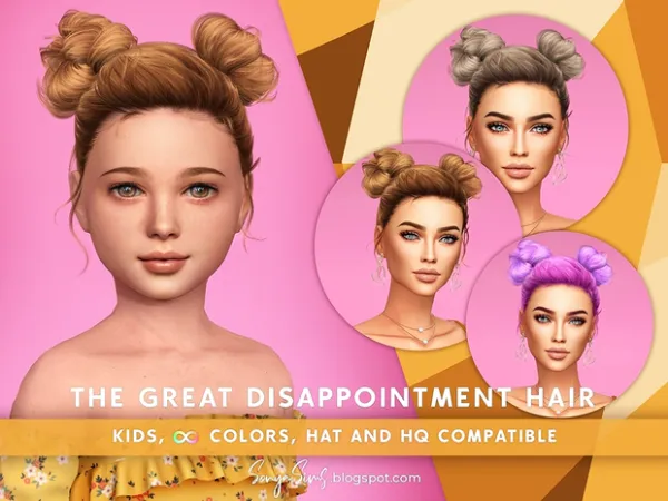 Alpha The Great Disappointment Hair for kids by simsfinds - The Sims 4 Custom Content