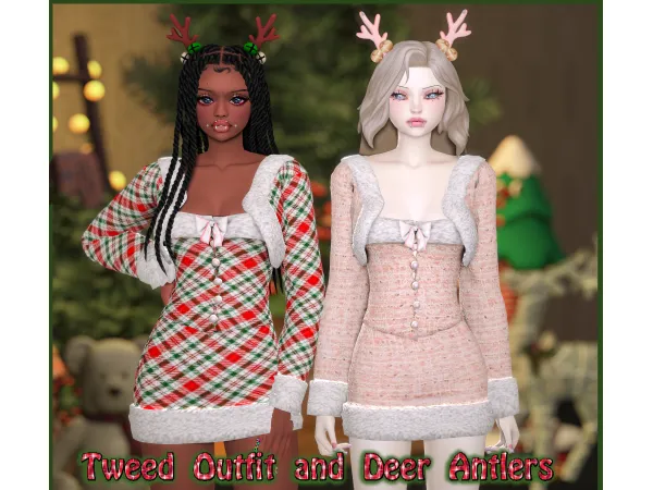Alpha Tweed Outfit and Deer Antlers 41794326822415 by atomiclight - The Sims 4 Custom Content