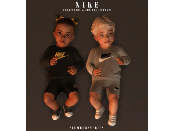 Alpha NIKE sweatshirt shorts (infant) by plumbobsnfries - The Sims 4 Custom Content