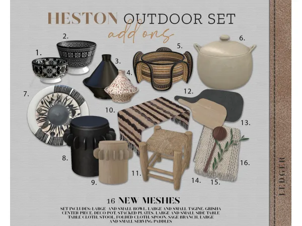 Alpha Heston Outdoor Set Addons (WorkroomAtelier Tier) by Ledger Atelier - The Sims 4 Custom Content