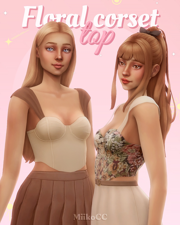Maxis Match Floral corset top by simsfinds - The Sims 4 Custom Content