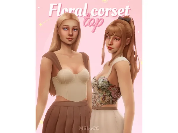 Maxis Match Floral corset top by miikocc - The Sims 4 Custom Content