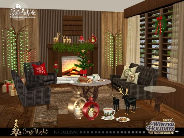 Mix Cozy Night Christmas Room - The Sims 4 Custom Content