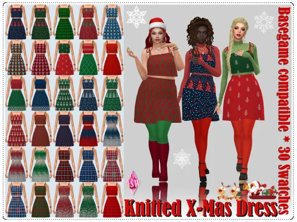 Maxis Match Knitted X Mas Dress Basegame compatible by AnnettsSims4Welt - The Sims 4 Custom Content