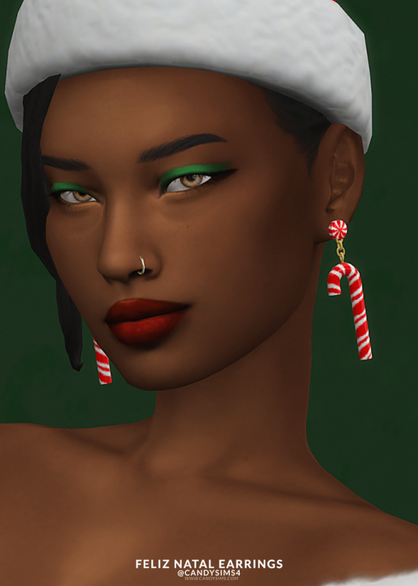 Maxis Match FELIZ NATAL EARRINGS by simsfinds - The Sims 4 Custom Content
