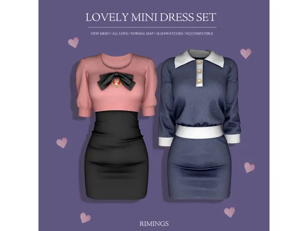 Alpha [RIMINGS] Lovely Mini Dress Set by RIMINGs - The Sims 4 Custom Content