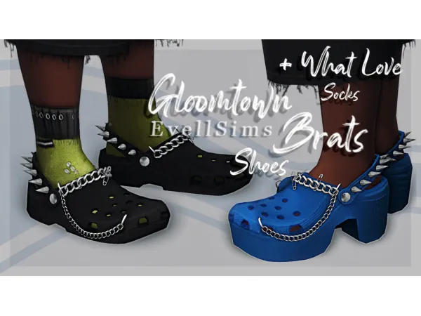 Alpha Gloomtown Brats Shoes What Love Socks by evellsims - The Sims 4 Custom Content