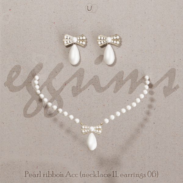 Alpha [ ] Pearl ribbon Acc (necklace 11 earrings 06) by simsfinds - The Sims 4 Custom Content