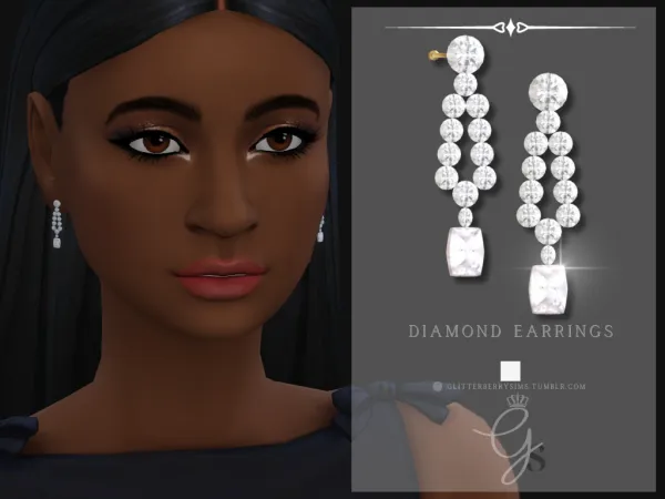 Mix Diamond Earrings by GlitterberryFly - The Sims 4 Custom Content