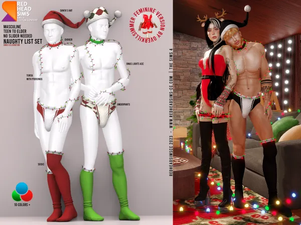 Alpha NAUGHTY LIST SET MASCULINE by redheadsimscc - The Sims 4 Custom Content