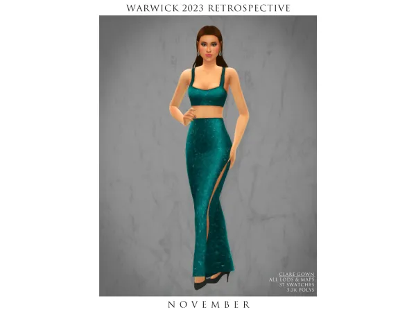 Maxis Match NOVEMBER Clare Gown by warwicks - The Sims 4 Custom Content