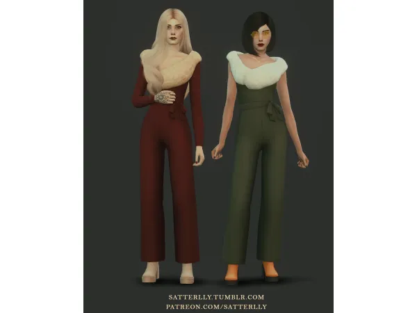 Maxis Match Jumpsuit with fur Ramona by satterlly - The Sims 4 Custom Content