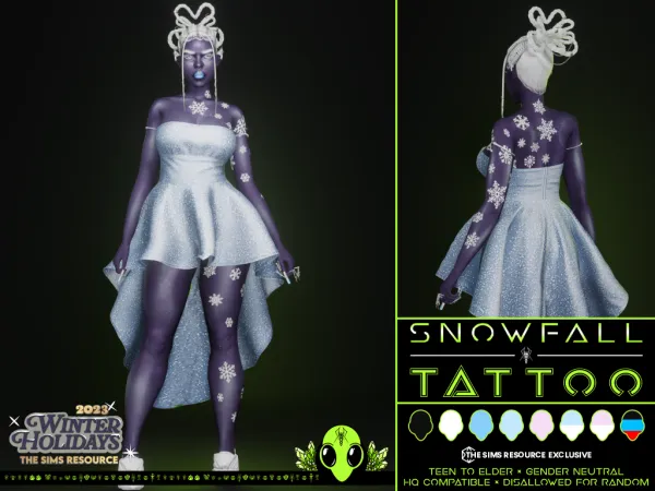 Mix Snowfall Tattoo by unidentifiedsims - The Sims 4 Custom Content