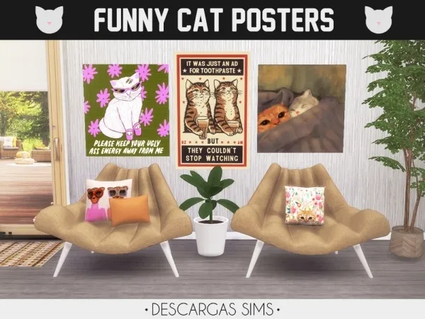 Alpha Funny Cat Posters ฅﻌฅ - The Sims 4 Custom Content