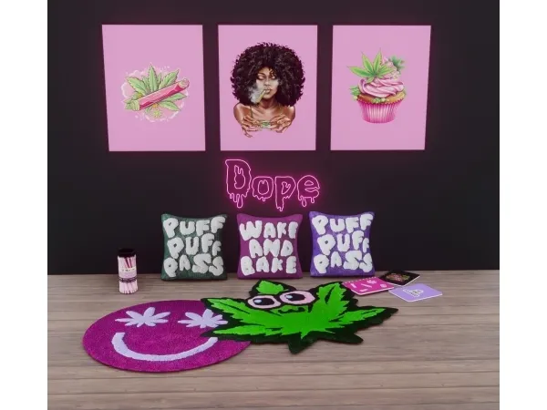 Alpha Blazy Weed Set - The Sims 4 Custom Content