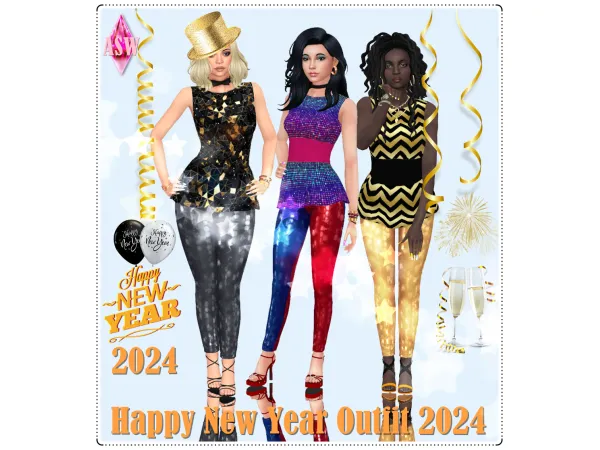 Maxis Match Happy New Year Outfit 2024 by AnnettsSims4Welt - The Sims 4 Custom Content