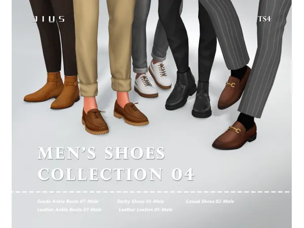 Mix Men's shoes Collection 04 by jiussims - The Sims 4 Custom Content