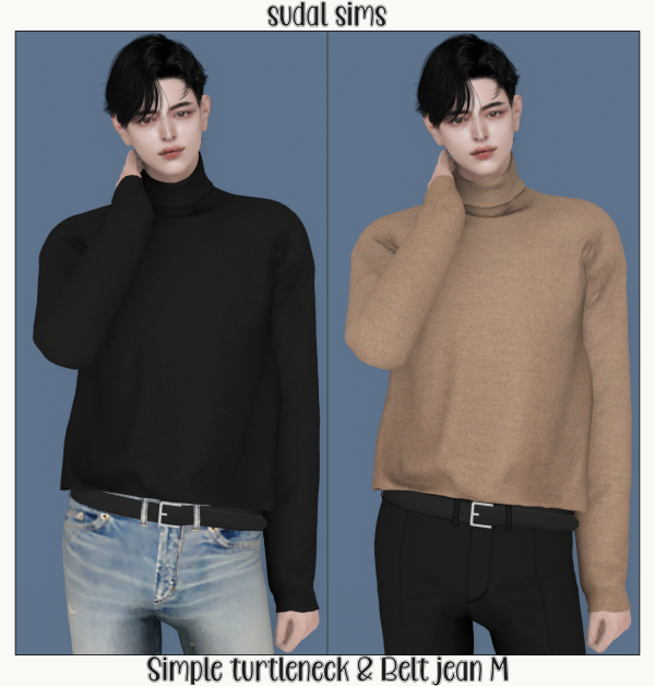 Alpha [sudal] Simple turtleneck Belt jean M by simsfinds - The Sims 4 Custom Content