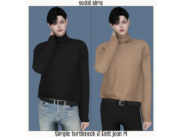 Alpha [sudal] Simple turtleneck Belt jean M by sudalsims - The Sims 4 Custom Content