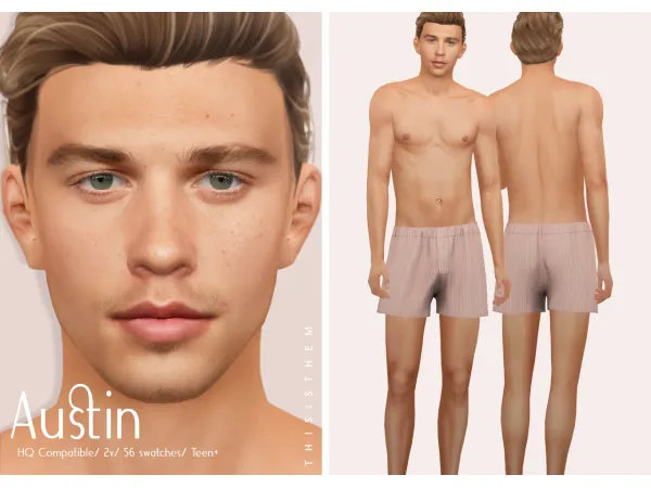 Alpha Austin Skin Sim by thisisthem - The Sims 4 Custom Content