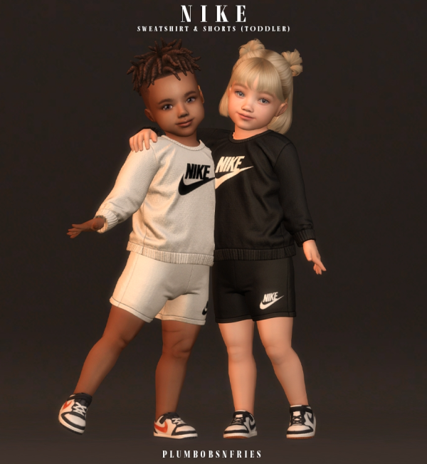 Alpha NIKE sweatshirt shorts (toddler) by simsfinds - The Sims 4 Custom Content