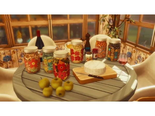 Mix Pickles in flower patterned jars by rrtt - The Sims 4 Custom Content