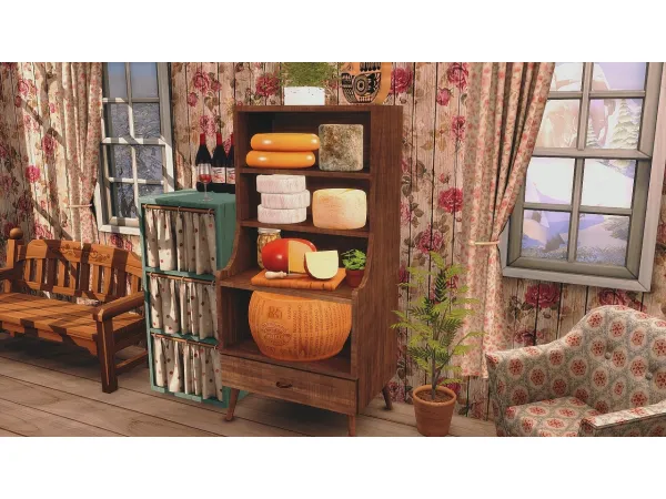 Mix Cheese Shelf Set by rrtt - The Sims 4 Custom Content