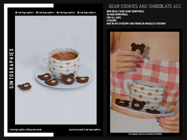 Alpha Bear Cookies and Chocolate Acc - The Sims 4 Custom Content