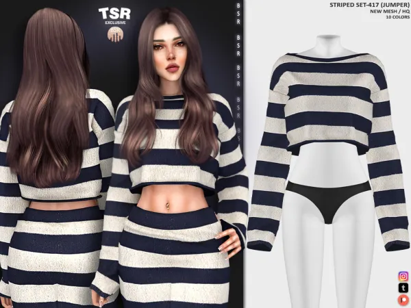 Alpha STRIPED SET 417 BD1130 BD1131 - The Sims 4 Custom Content