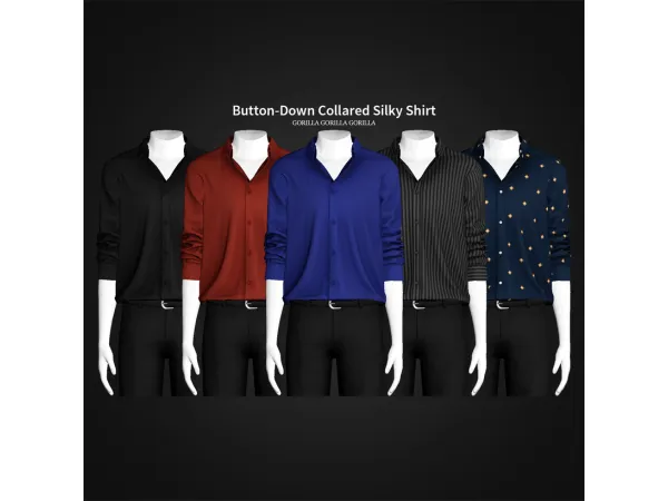 Alpha Button Down Collared Silky Shirt by Gorilla Gorilla Gorilla - The Sims 4 Custom Content