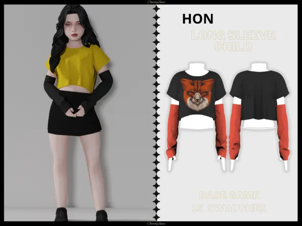 Alpha Hon Long Sleeve Child - The Sims 4 Custom Content