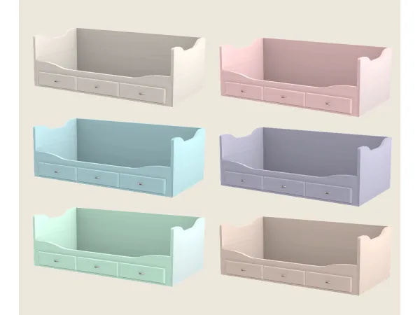 Mix Pastel colored toddler daybeds by rrtt - The Sims 4 Custom Content