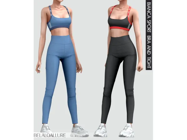 Alpha Bianca sport bra and tights by Belaloallure - The Sims 4 Custom Content