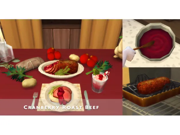 Maxis Match December 2023 Recipe_Cranberry Roast Beef by oni28 - The Sims 4 Custom Content