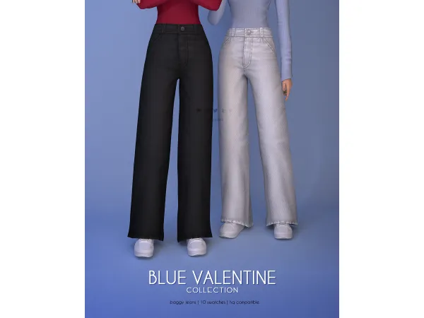 Maxis Match Baggy Jeans Blue Valentine Collection - The Sims 4 Custom Content