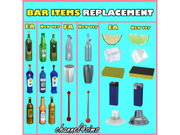 Mix Bar Items Replacement by channel4sims - The Sims 4 Custom Content
