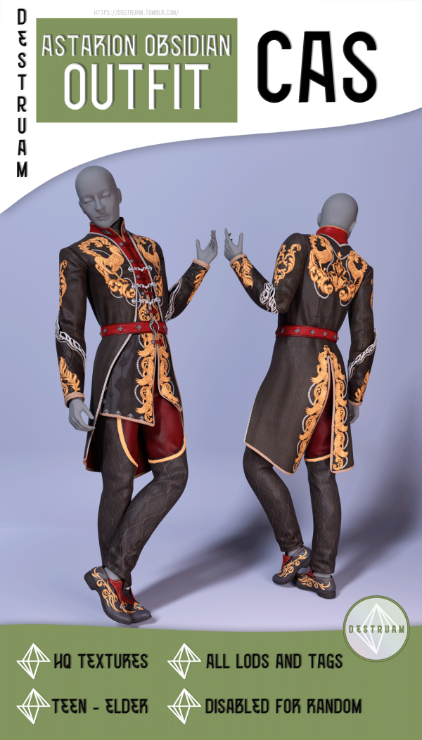 Alpha Astarion obsidian outfit by simsfinds - The Sims 4 Custom Content