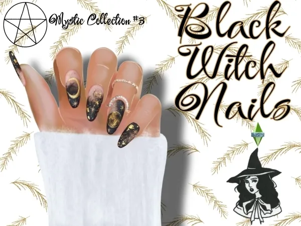 Alpha Black Witch Nails - The Sims 4 Custom Content