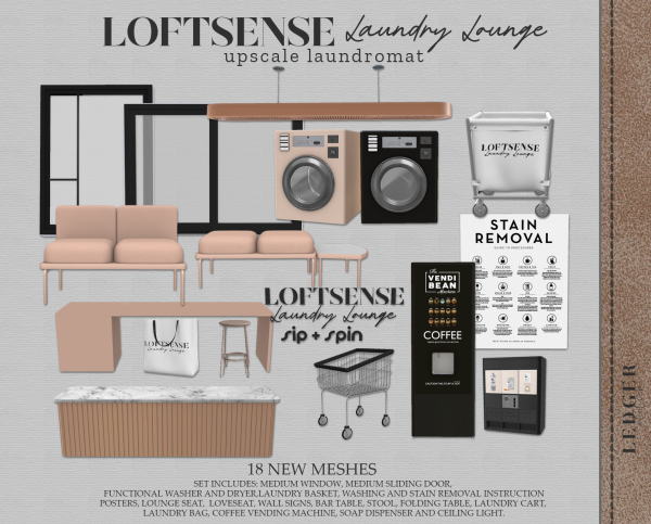 Alpha Loftsense Laundry Lounge by ledger_atelier - The Sims 4 Custom Content